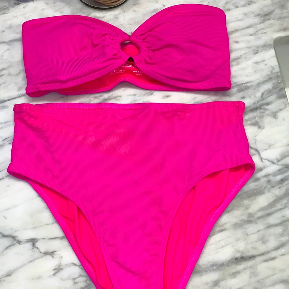 Pink high waisted bikini
